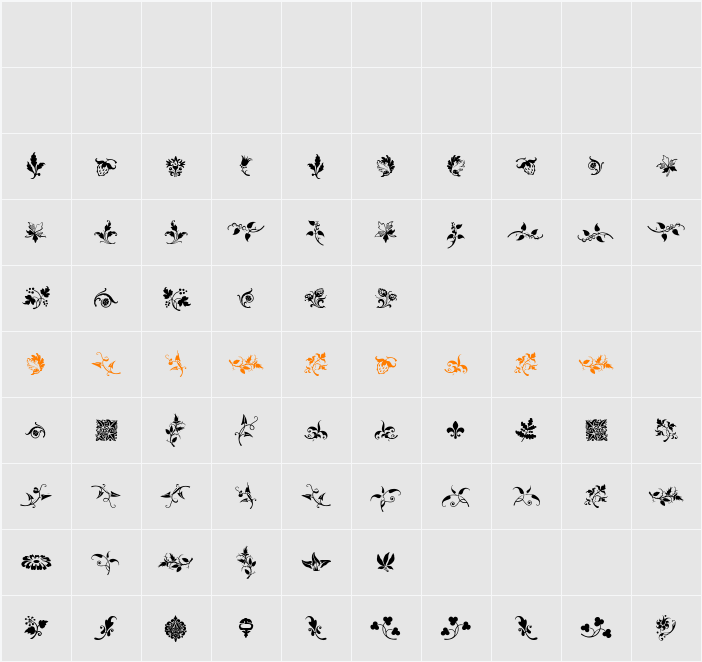 Rough Fleurons Free Character Map