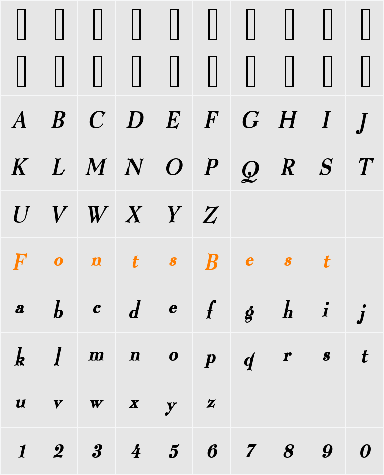 Luciano Condensed Character Map