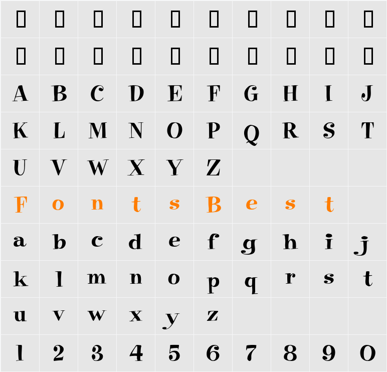 PixieFont Character Map