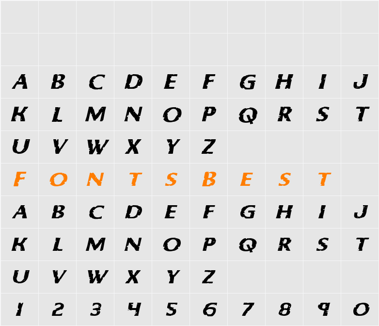 Body Swipers Expanded Italic Character Map