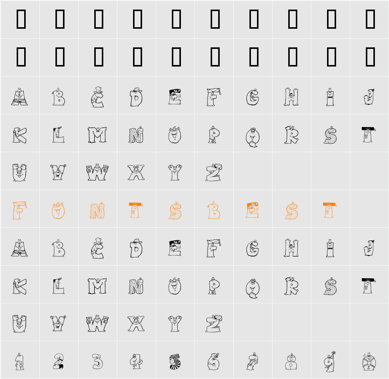 LMS Letterbat Friends Character Map