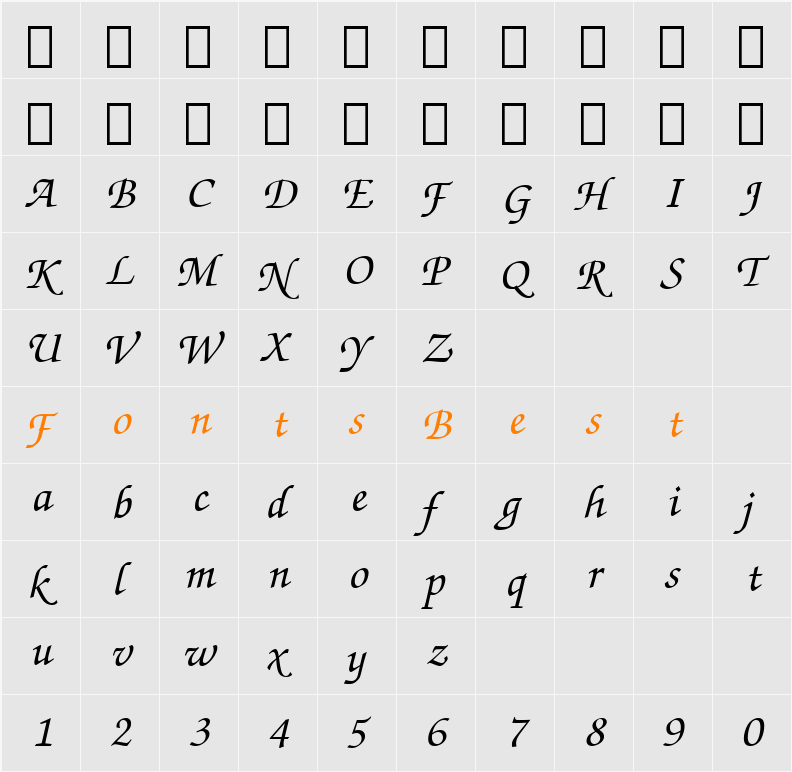 ITC Zapf Chancery Character Map