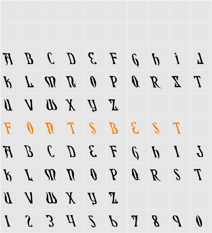 Xiphos Leftalic Character Map