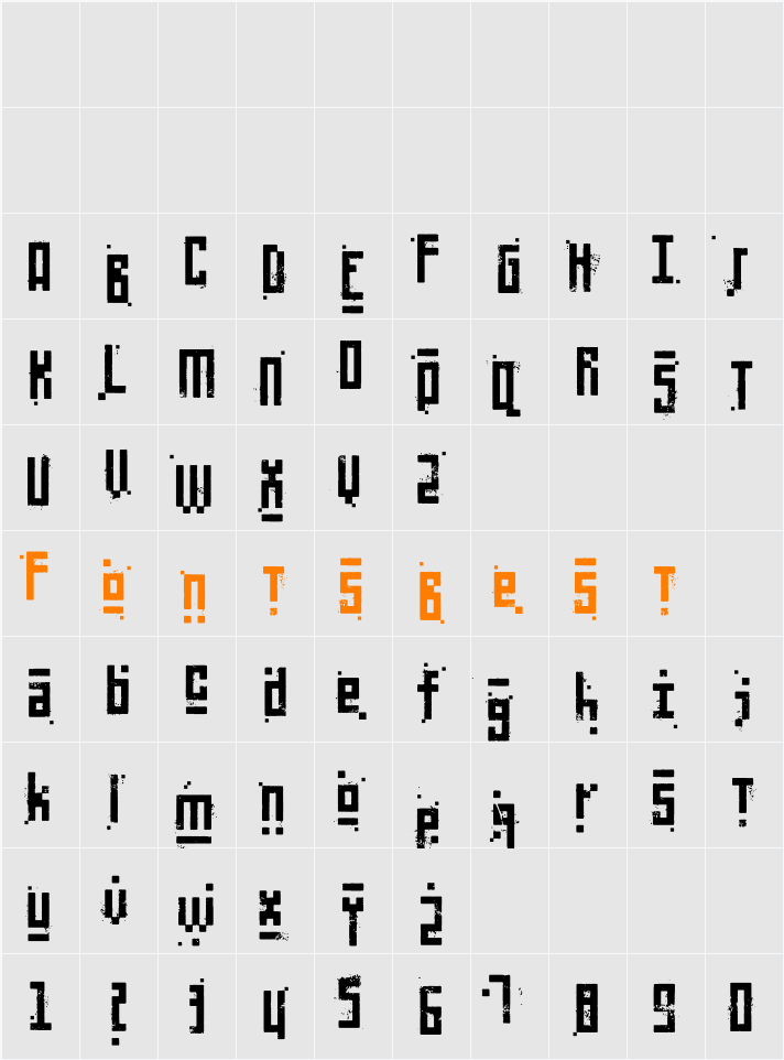 Pixelic War Character Map