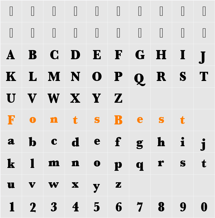 URWBaskerTUltBolExtNar Character Map