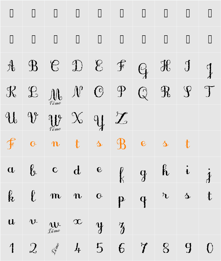 OnlyOneDollarDemo Character Map