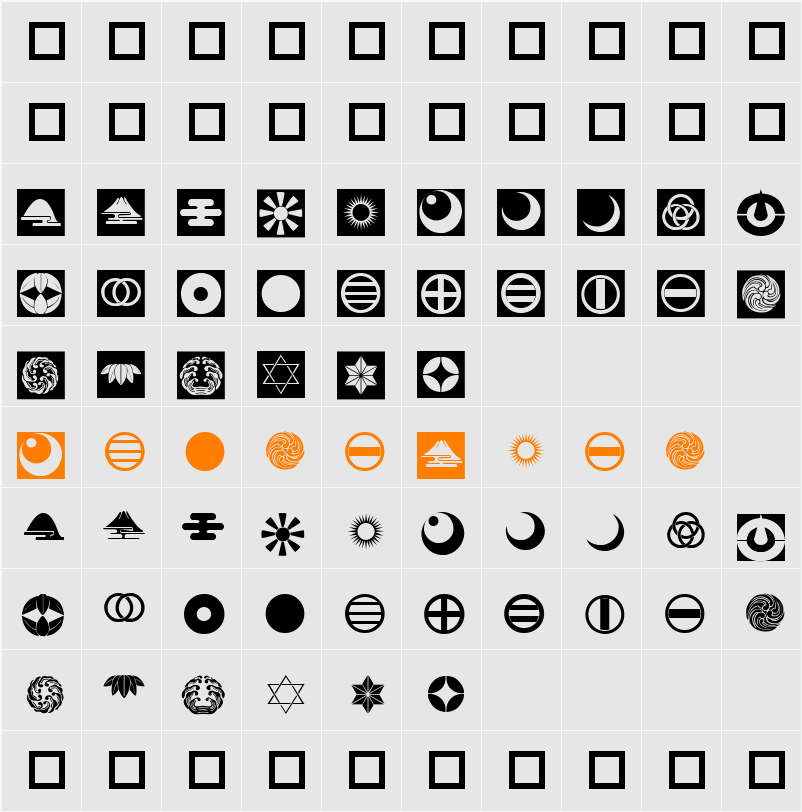 Orient Pattern Dings Set 5 Character Map