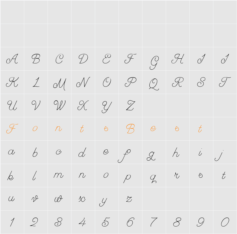 GreyhoundScript Character Map