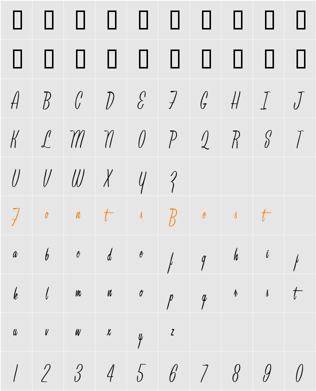 Leisure Script Character Map