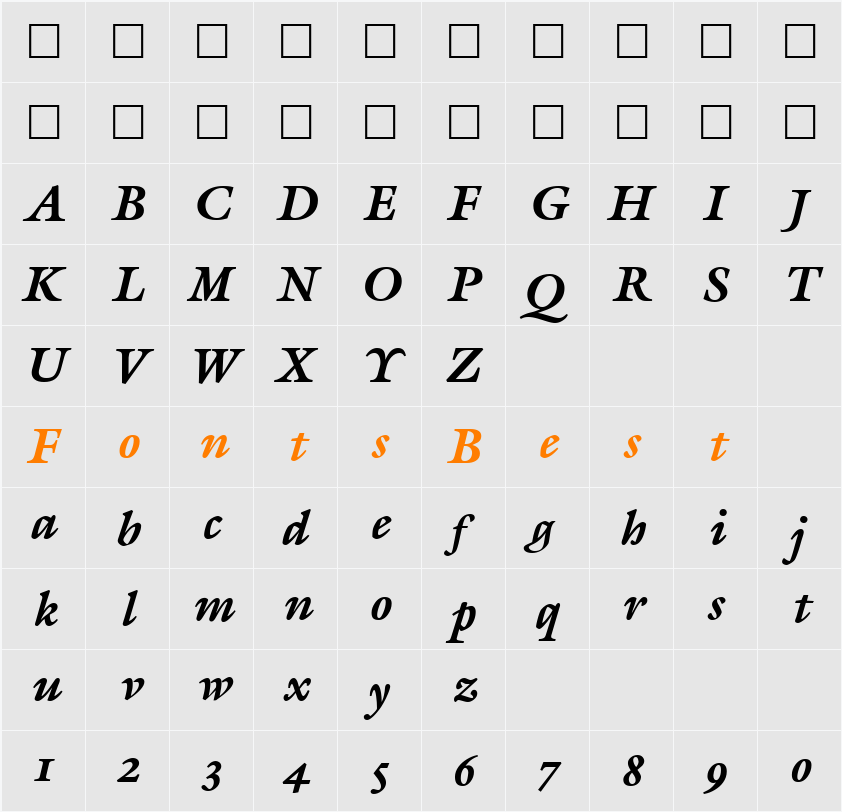 Galliard Character Map