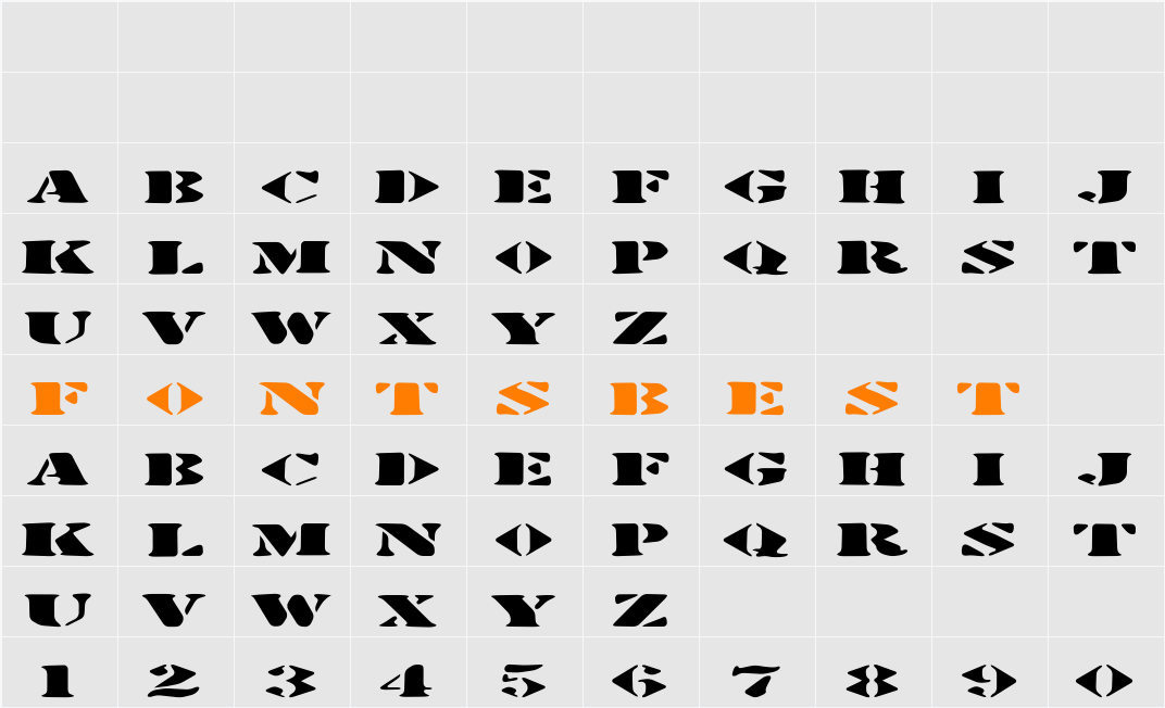 Stenciltration Character Map