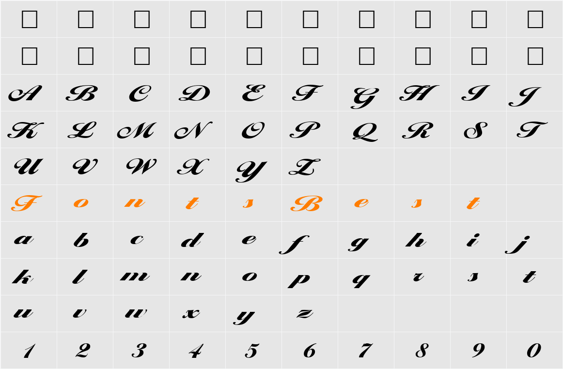 LarisimaExtrabold Character Map