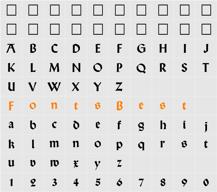 Wallaby DB Character Map