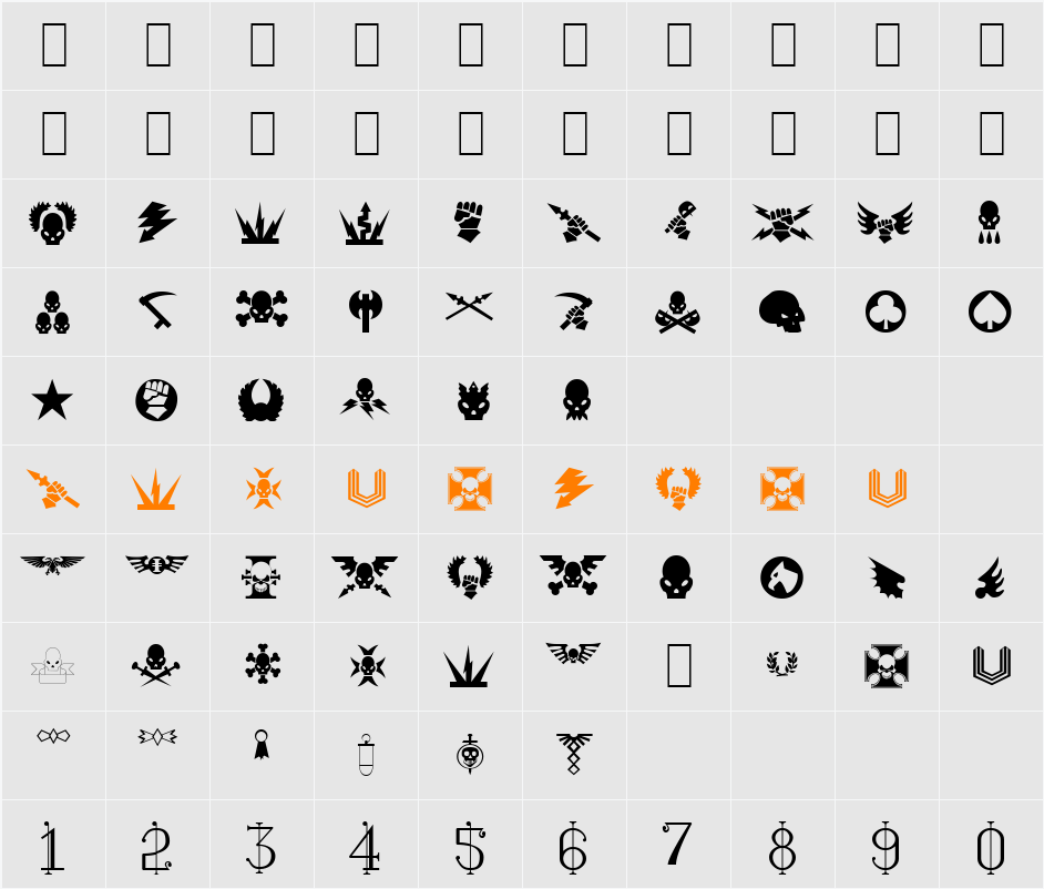 Imperial Symbols Character Map