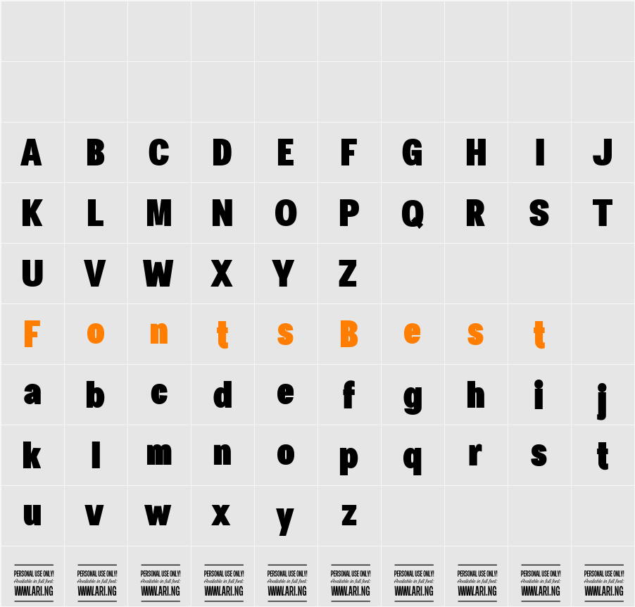 Specify PERSONAL Condensed Character Map