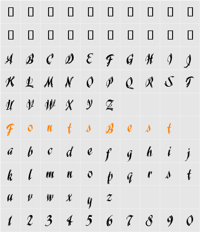 Wisteria ITC TT Character Map