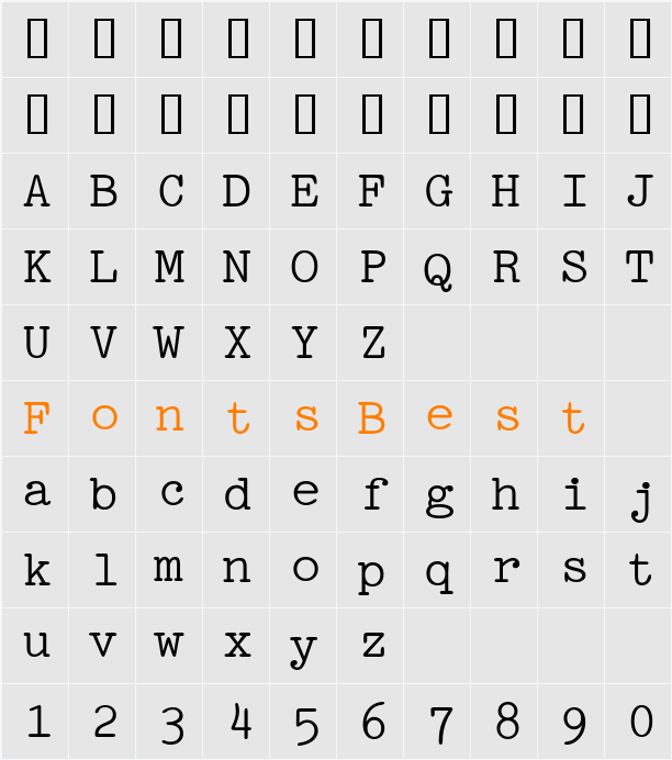 Pica Character Map