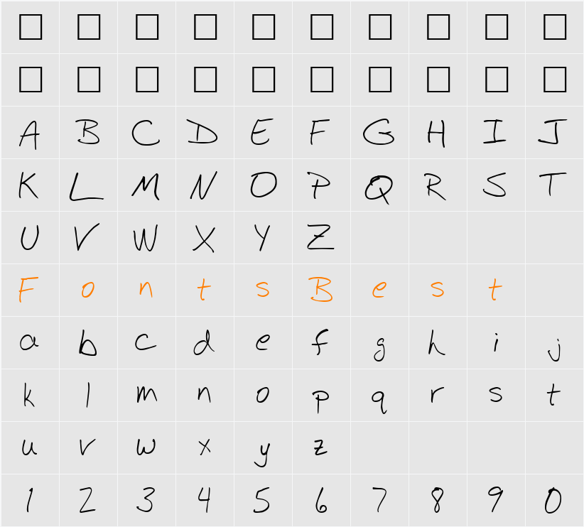 BudHand Character Map