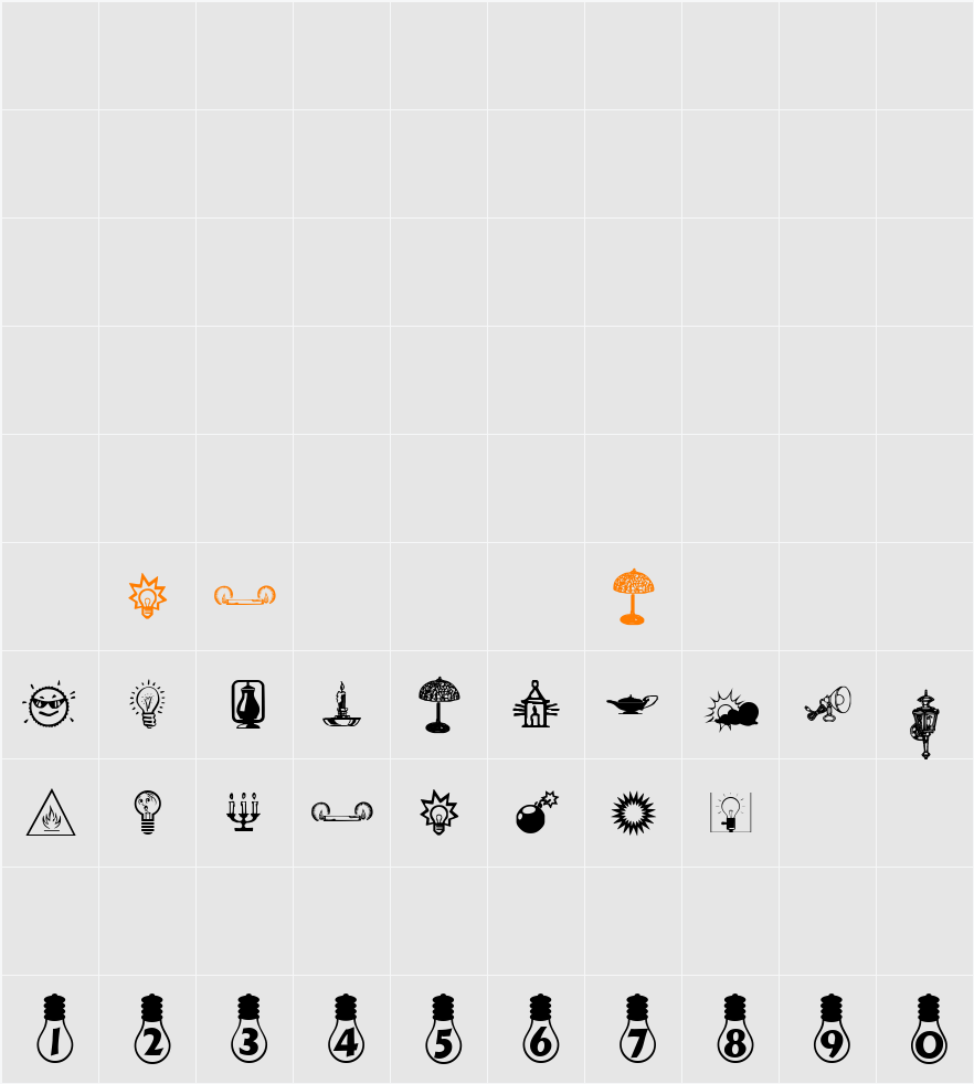 LightBats Character Map