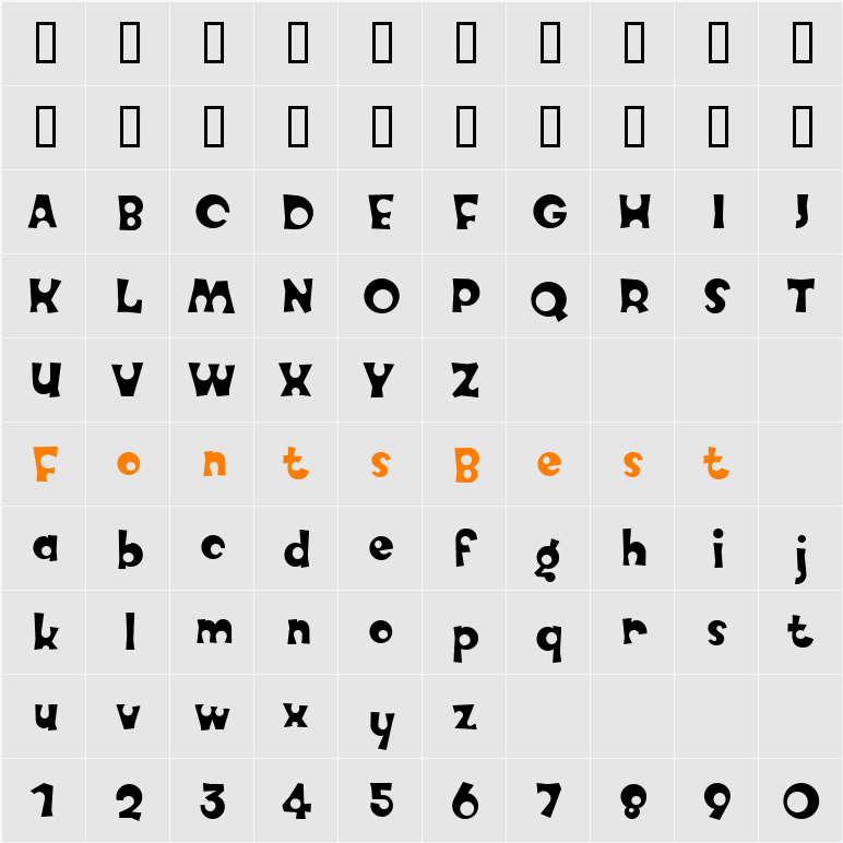 Knobcheese Character Map