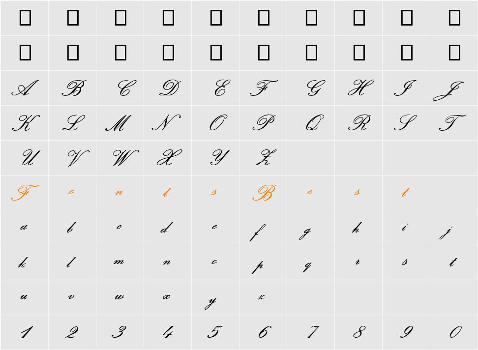 URWPolluxScrD Character Map