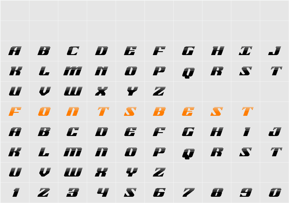 21 Gun Salute Halftone Italic Character Map