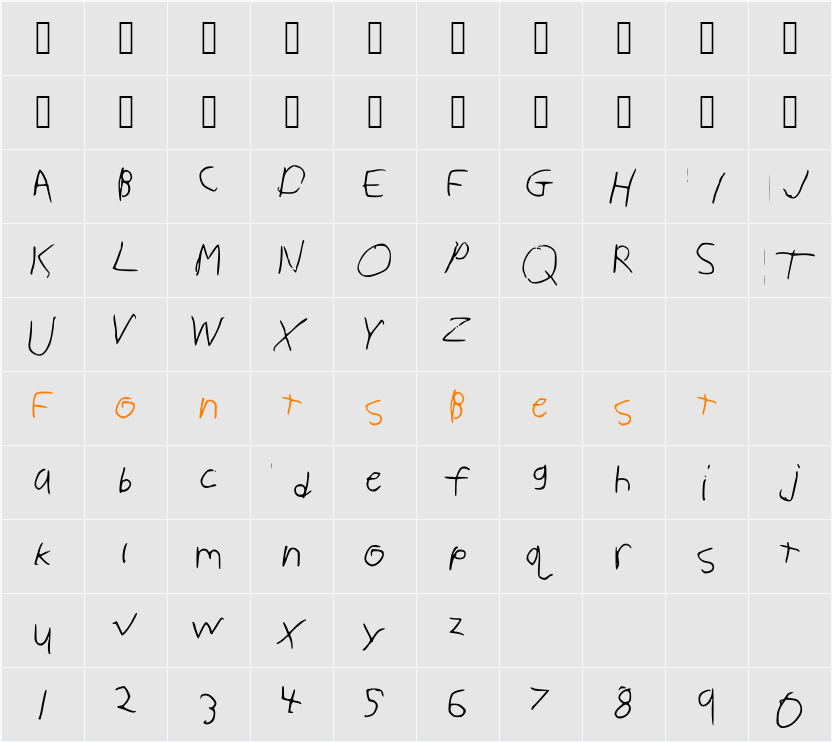 kdothollingtonshandwriting Character Map