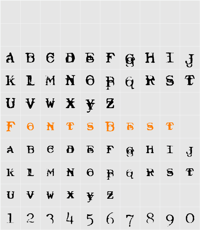 Typewriter Royal 200 Trashed Character Map