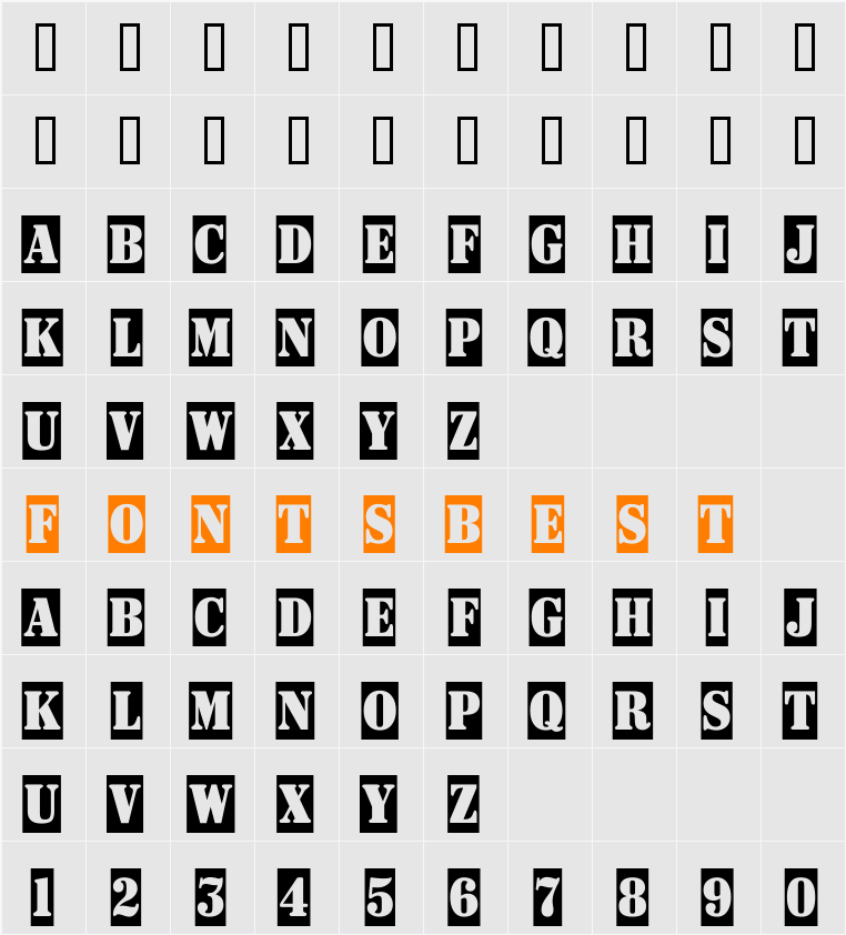 a_SignboardTitulNrSl Character Map