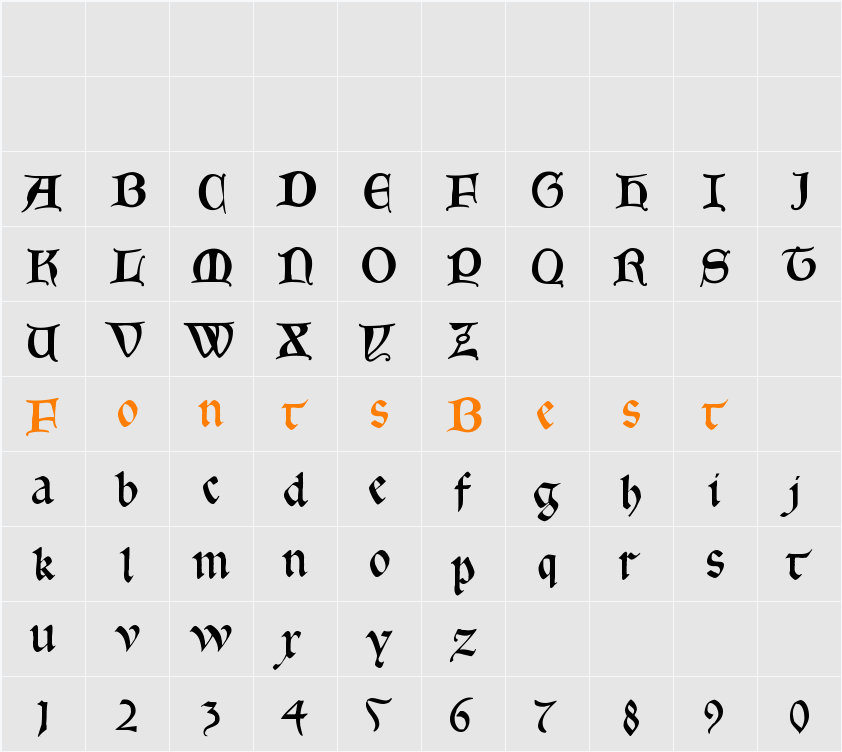 GoticaBastard Character Map