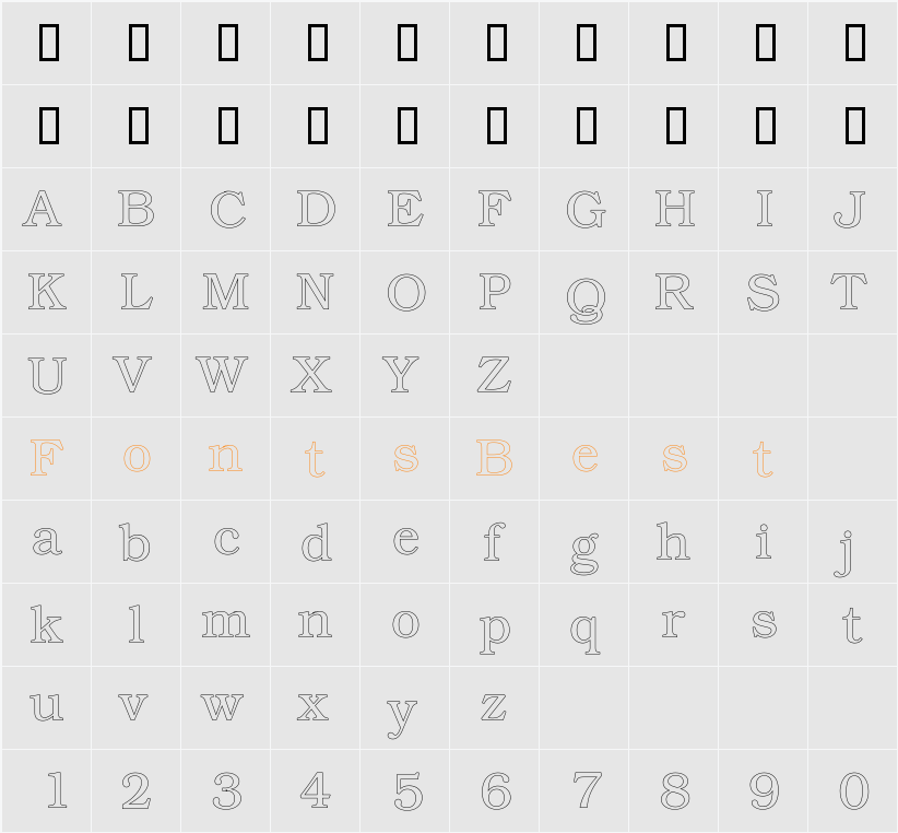 KacstTitleL Character Map
