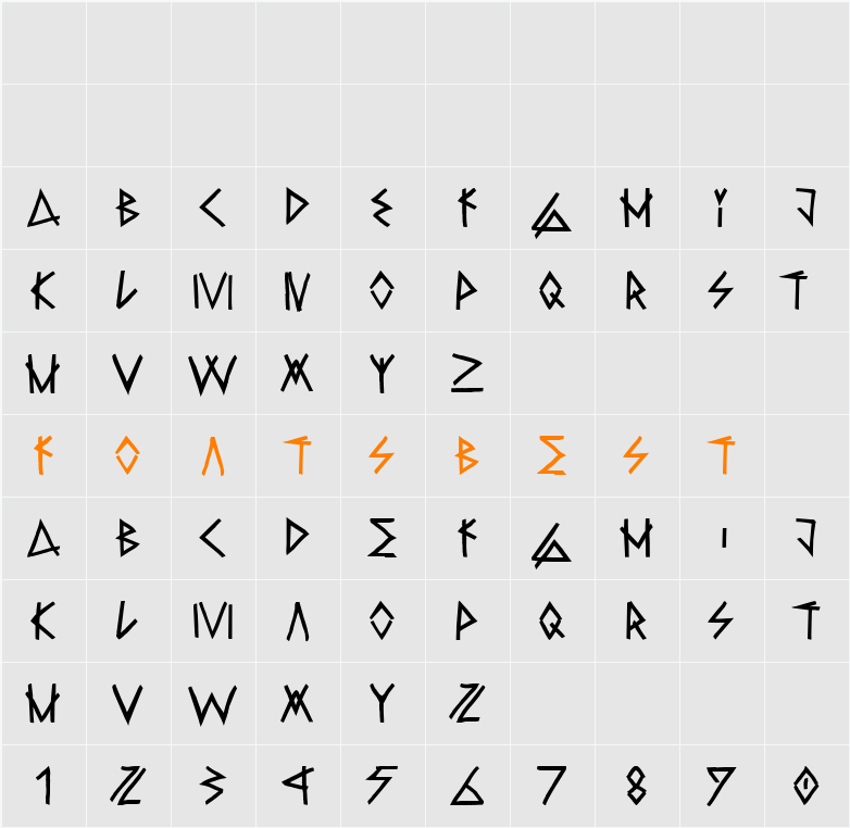 Raw Delta Hand Street Character Map
