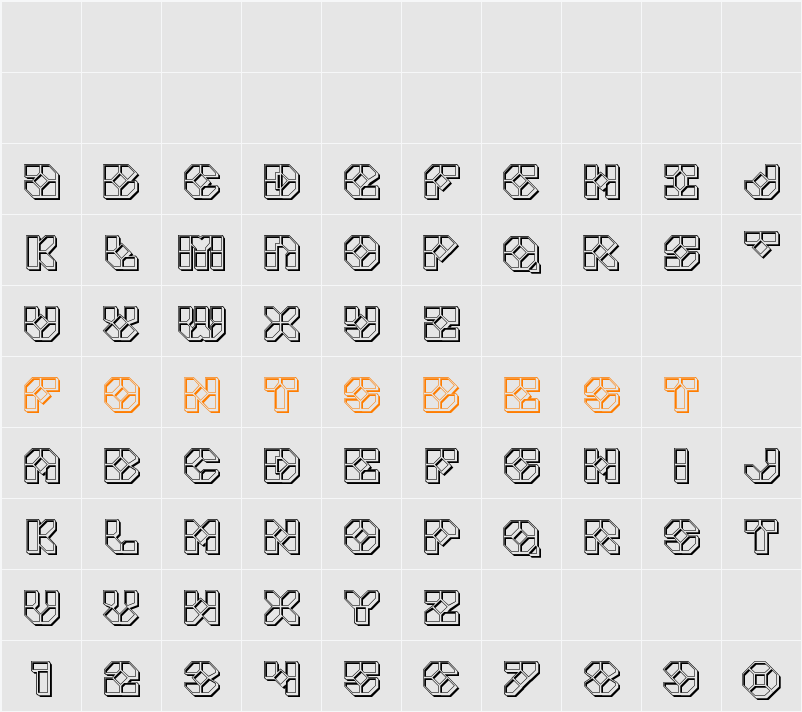 Zoom Runner Engraved Character Map