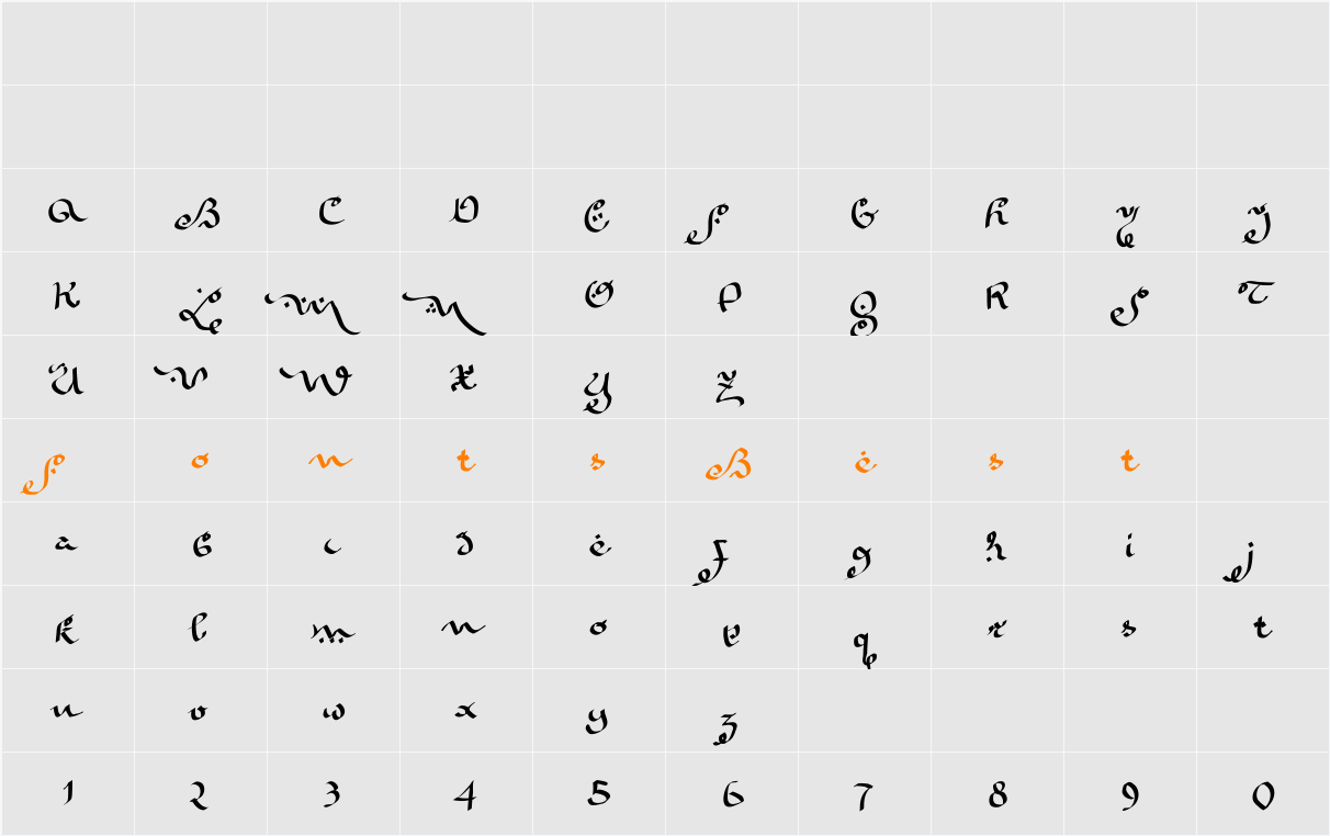 KaraBenNemsi Character Map