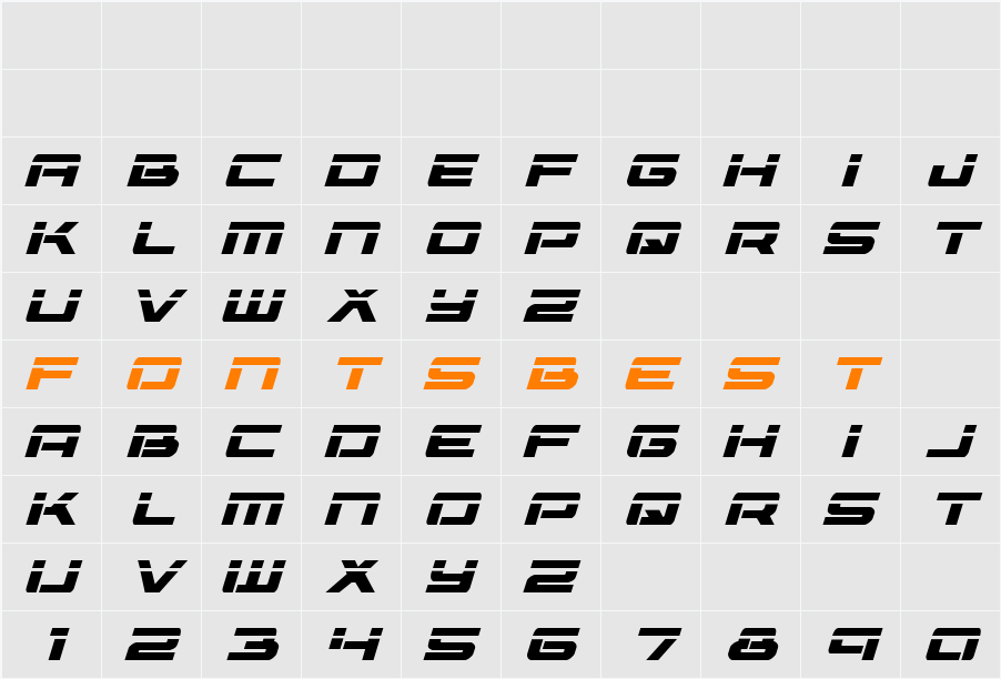 Vorpal Italic Character Map