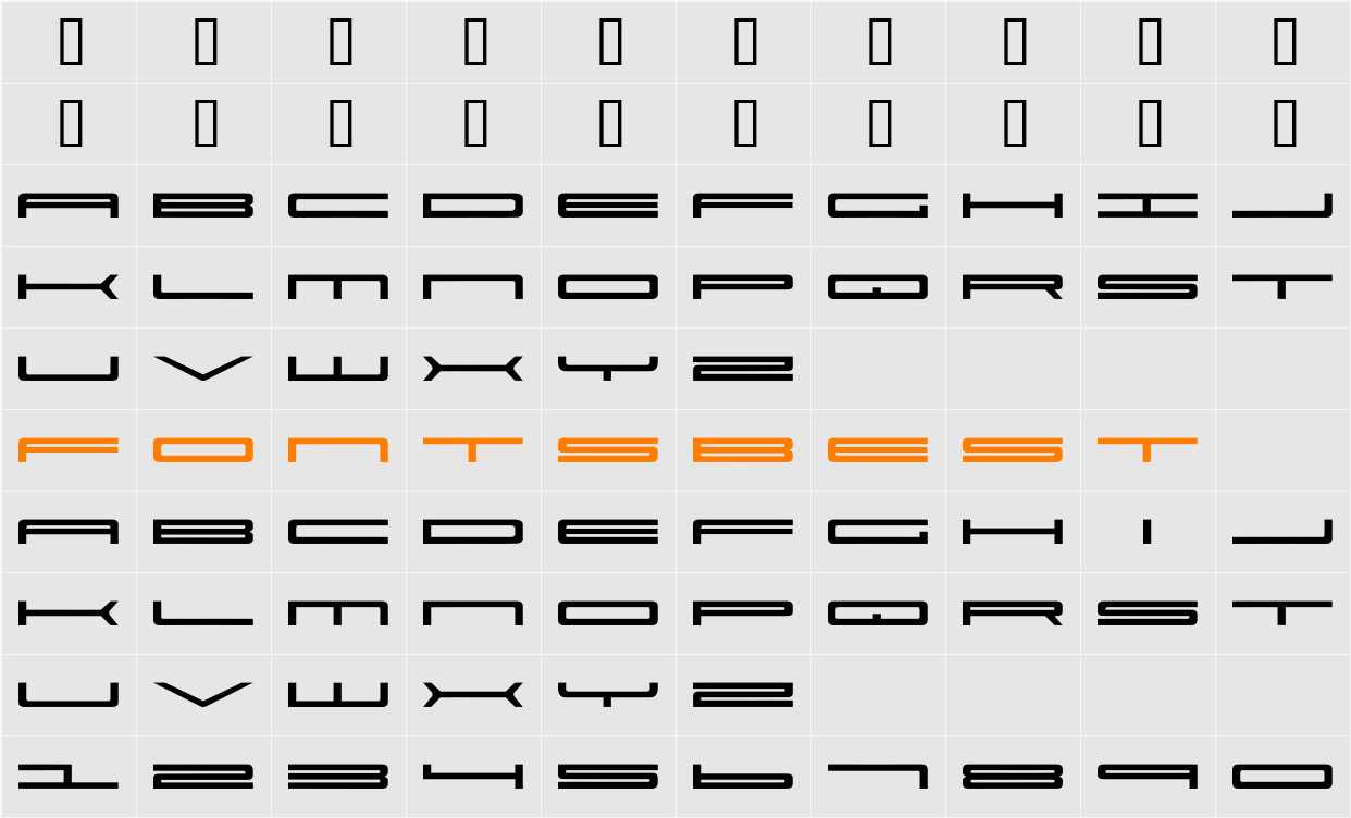 Super Ultra 911 Character Map