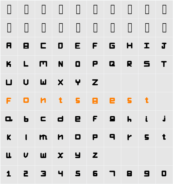 KasCrackFont Character Map