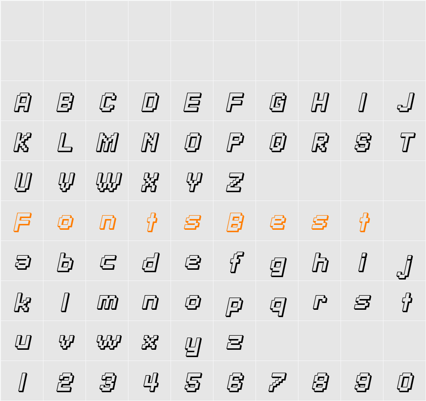 SF Pixelate Shaded Character Map