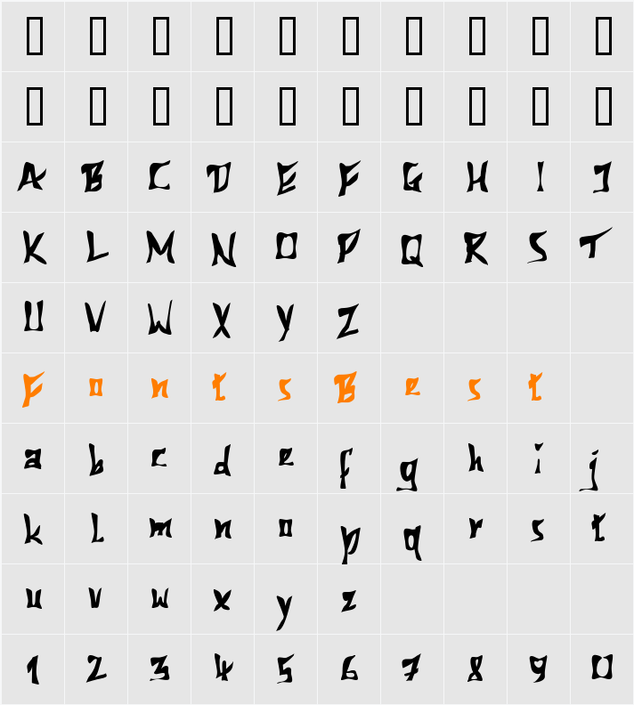 m_612Koshey Bold Character Map