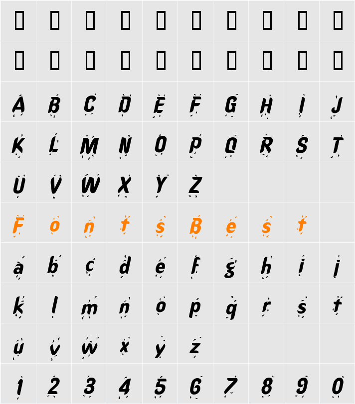 Shower Character Map
