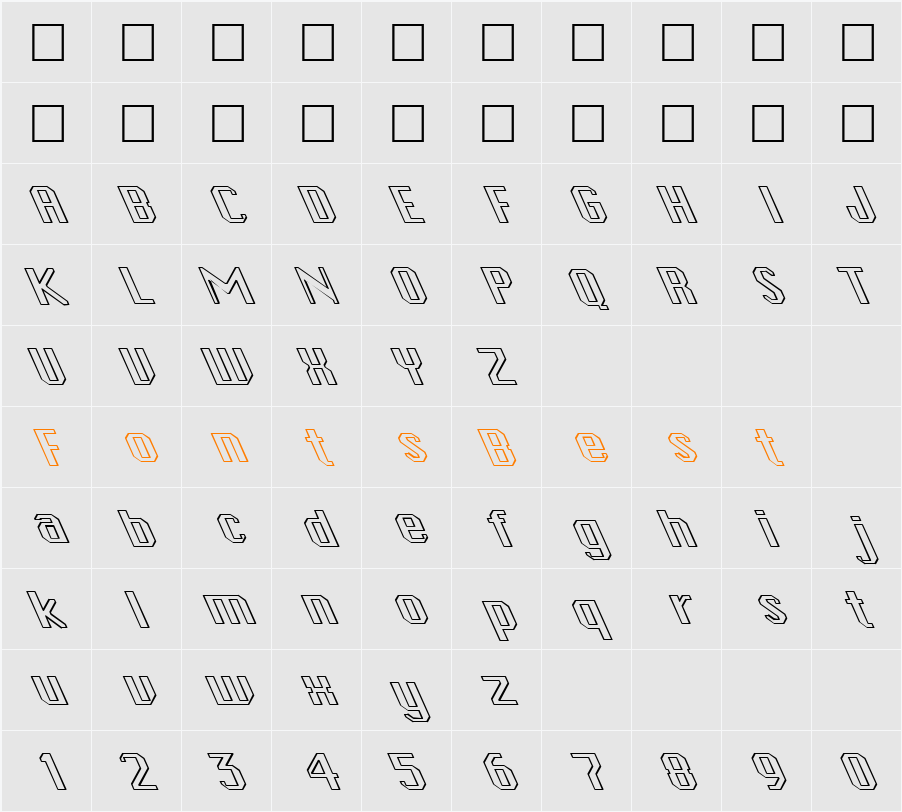 FZ BASIC 45 HOLLOW LEFTY Character Map