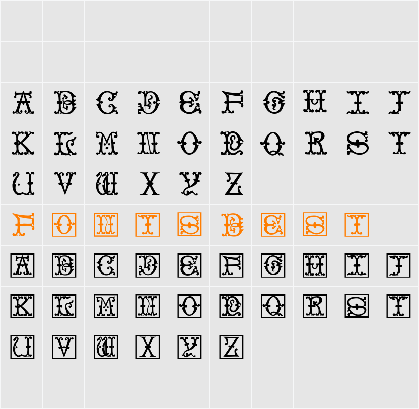 VictorianInitialsOne Character Map