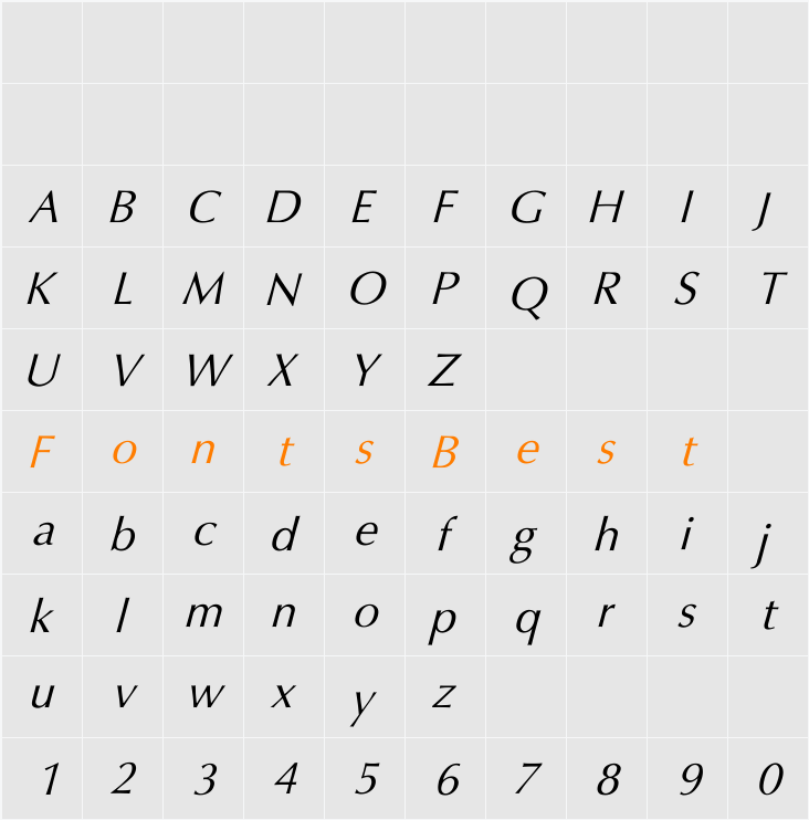 Oxford Italic Character Map