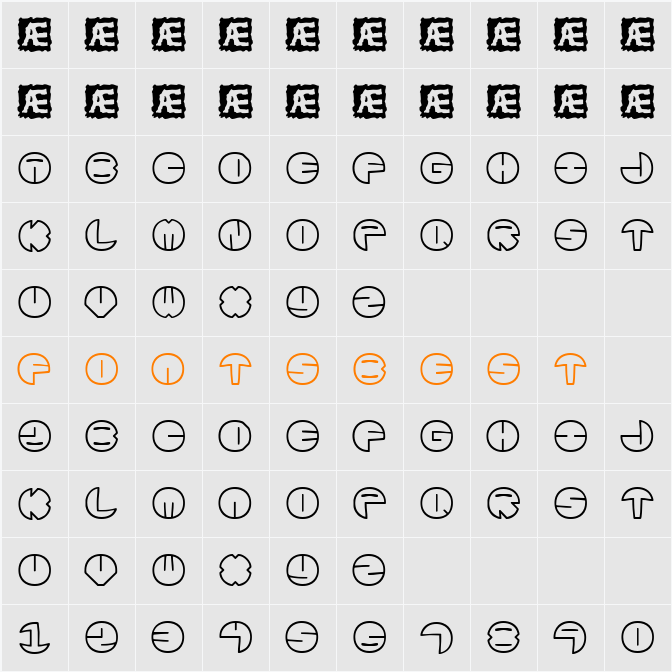Zurklez Outline (BRK) Character Map