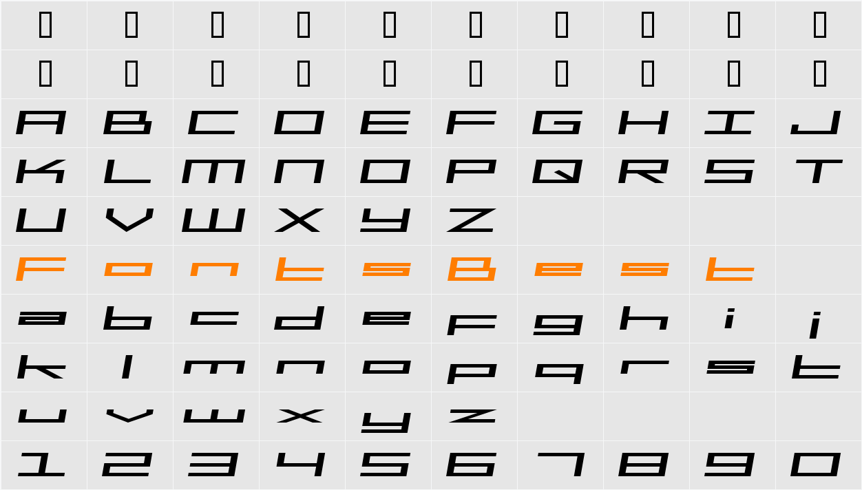 SF Square Head Extended Character Map