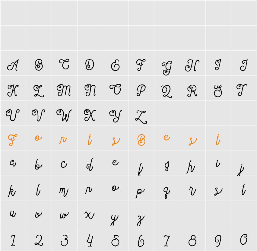 Sortdecai Cursive Wild Script Character Map
