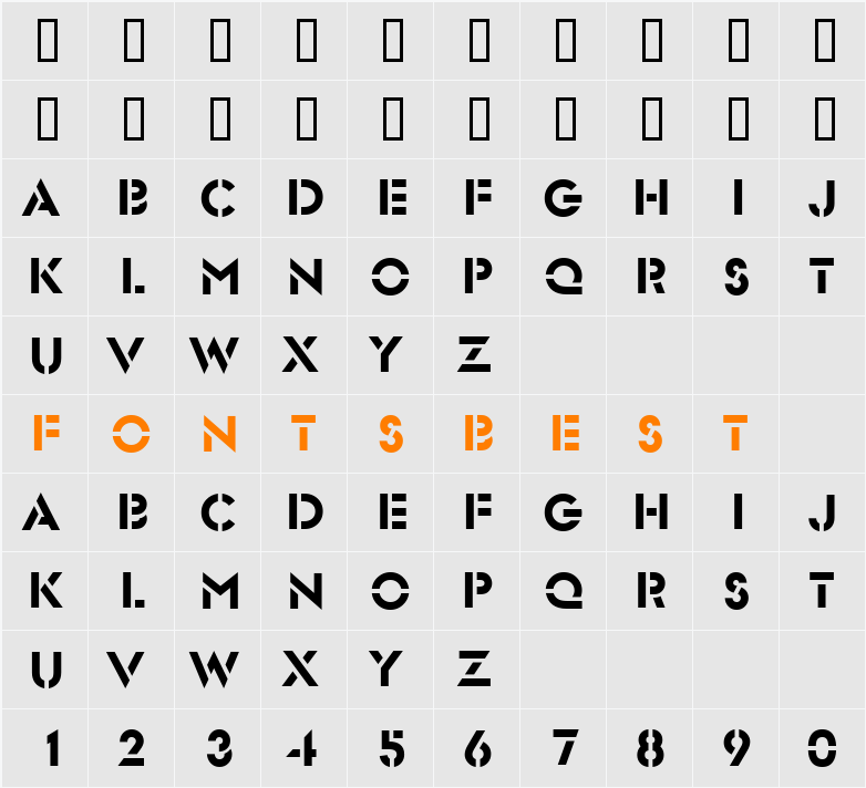 Stencil Sans Character Map