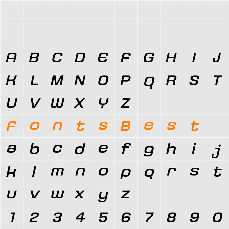 Saturn-Italic Character Map