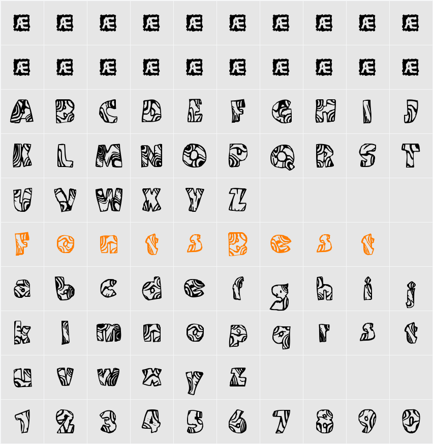 Swirled (BRK) Character Map