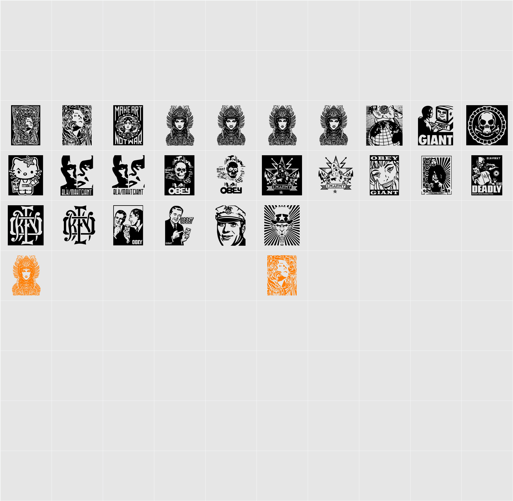 ObeyGalleria Character Map